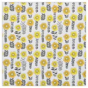 Daisy doodles in yellow and black fabric