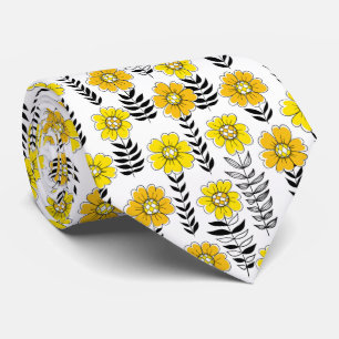 Daisy doodles in yellow and black tie