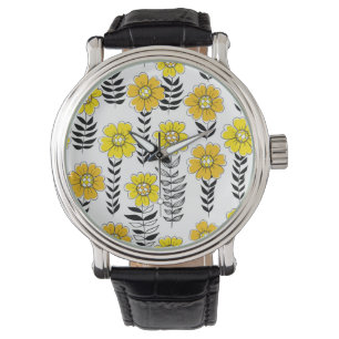 Daisy doodles in yellow and black watch