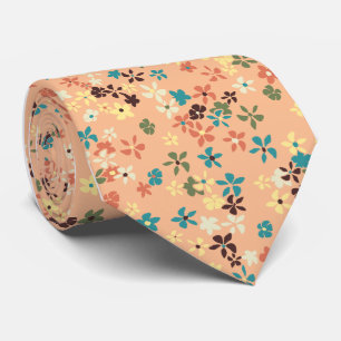 Daisy Dot Floral Peach Single-side Printed Tie