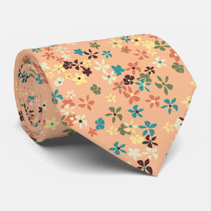 Daisy Dot Floral Peach Two-sided Printed Tie