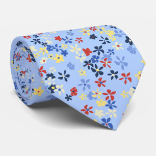 Daisy Dot Floral Sky Blue Two-sided Printed Tie