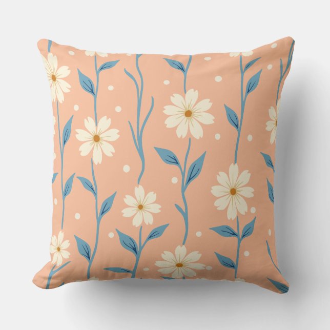 Daisy Dot Vineland Peach Pillow (Front)