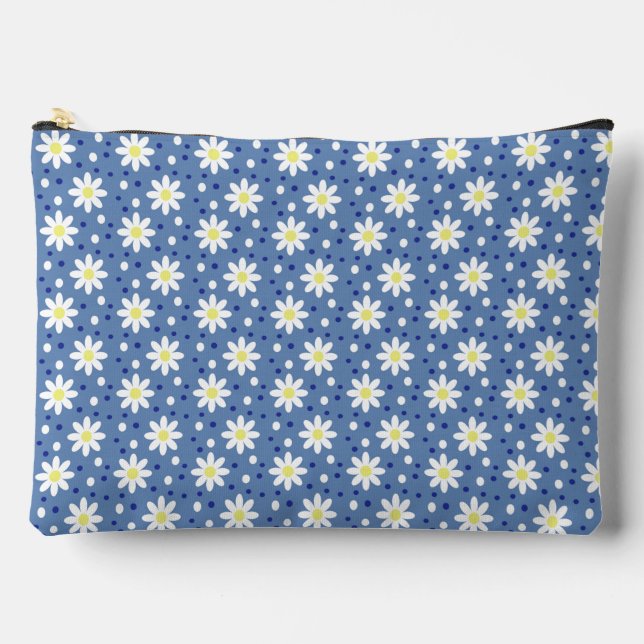 daisy dots blue accessory pouch (Front)