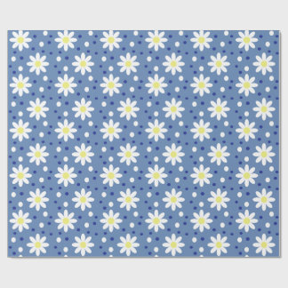 daisy dots blue wrapping paper