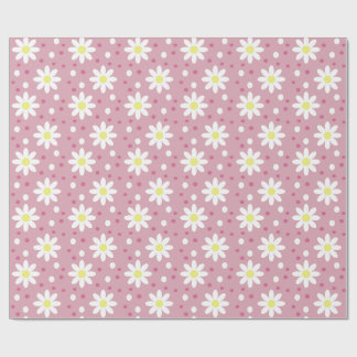 daisy dots pink wrapping paper