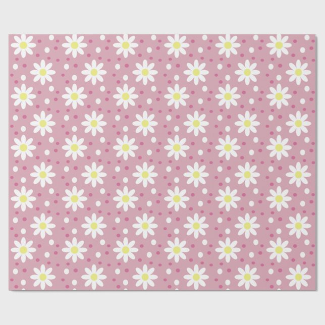 daisy dots pink wrapping paper (Flat)