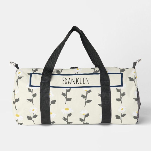 Daisy Drawing I Custom Name  Duffle Bag (Front)