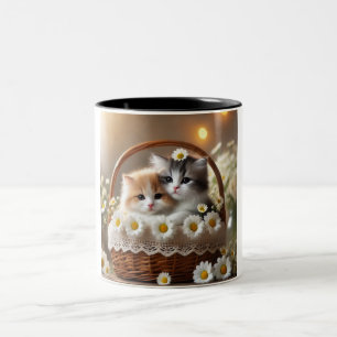 Daisy Dream Cats: A Two-Tone Ceramic Mug