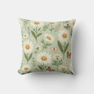 Daisy Dreams – Floral & Butterfly Throw Pillow