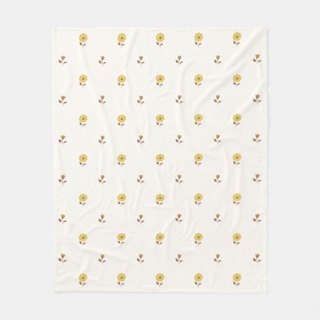 Daisy Dreams Yellow Brown Fleece Blanket (Front)