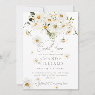 Daisy Elegant Wildflower Modern Bridal Shower Invitation
