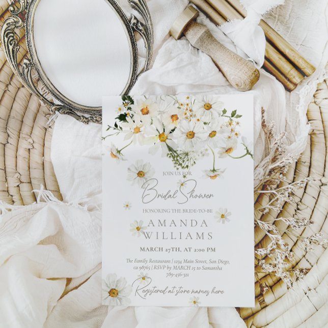 Daisy Elegant Wildflower Modern Bridal Shower Invitation (Creator Uploaded)