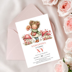 Daisy Fairy 8th Birthday Pink Floral Invitation