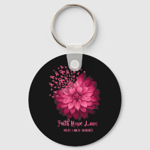 Daisy Faith Hope Love Breast Cancer Awareness Flow Key Ring