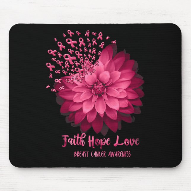 Daisy Faith Hope Love Breast Cancer Awareness Flow Mouse Pad (Front)