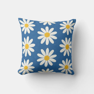 Daisy Field in Blue Cushion