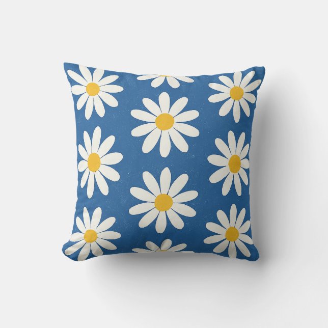 Daisy Field in Blue Cushion (Front)