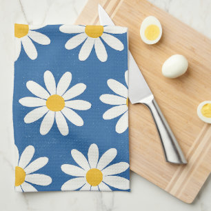 Daisy Field in Blue Tea Towel