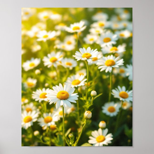 Daisy Field Sunlight Cheerful Flowers Spring Poster (Front)