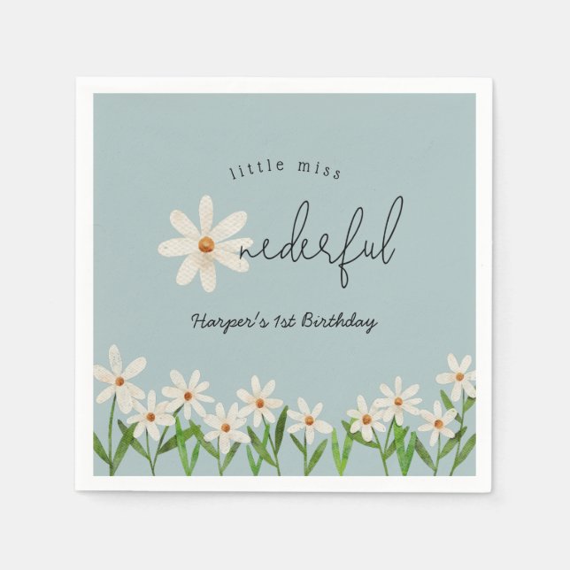 Daisy First Birthday Little Miss Onederful Napkin (Front)
