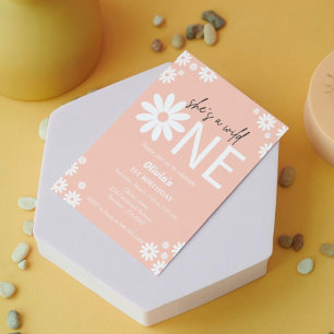 Daisy First birthday party bohemian wild one  Invi Invitation