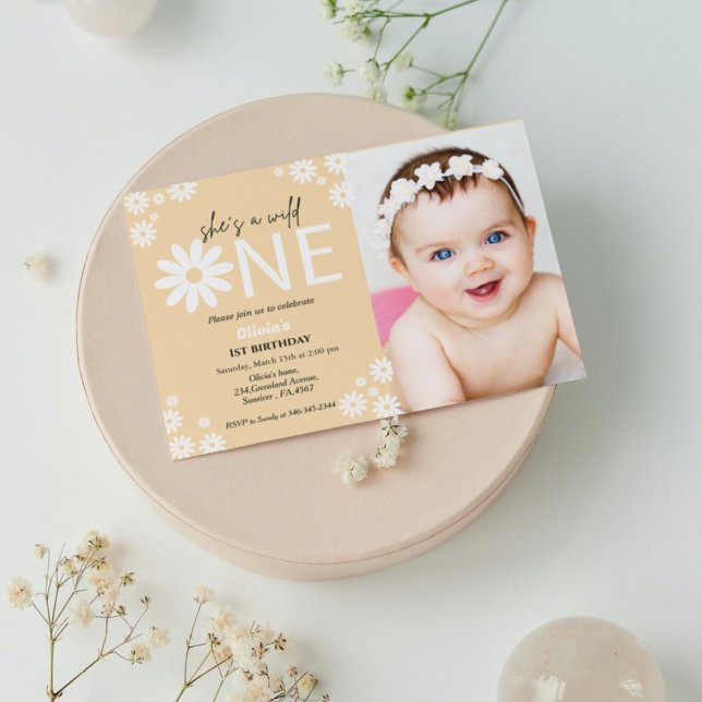 Daisy First birthday party bohemian wild one  Invi Invitation (Creator Uploaded)