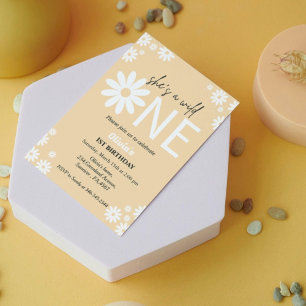 Daisy First birthday party bohemian wild one Invitation