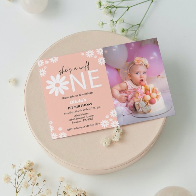 Daisy First birthday party bohemian wild one   Invitation (Creator Uploaded)