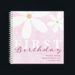 Daisy First Birthday Themed Party Guest Book Pink<br><div class="desc">Gorgeous and elegant floral daisy design perfect for guests to write their memorable messages to baby and parents.  It will be a keepsake for years to come.  Easily personalise name and date and be sure to check out my full collection for matching products.</div>