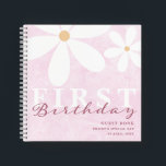 Daisy First Birthday Themed Party Guest Book Pink<br><div class="desc">Gorgeous and elegant floral daisy design perfect for guests to write their memorable messages to baby and parents.  It will be a keepsake for years to come.  Easily personalise name and date and be sure to check out my full collection for matching products.</div>