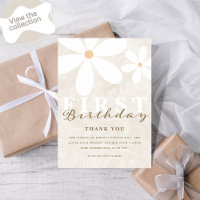 Daisy First Birthday Themed Party Thank You Card