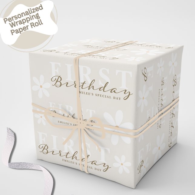 Daisy First Birthday Themed Party Wrapping Paper (Creator Uploaded)