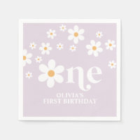 Daisy floral 1st birthday napkins