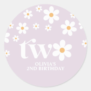 Daisy floral 2ND birthday Classic Round Sticker