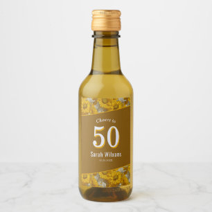 Daisy Floral 50Th Birthday Him Yellow Wine Label