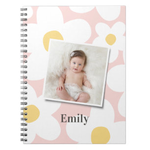 Daisy floral boho retro photo girly pink yellow iP Notebook
