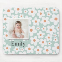 Daisy floral boho retro photo turquoise orange