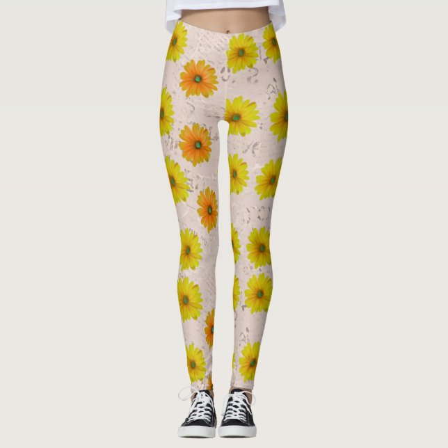 Daisy floral bouquet leggings (Front)