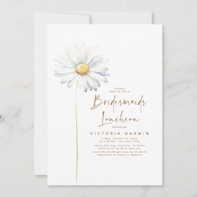 Daisy Floral Bridesmaids Luncheon Bridal Shower Invitation (Front)