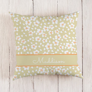 Daisy Floral Custom Name Cushion