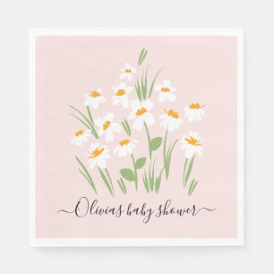daisy floral elegant beautiful baby shower  napkin