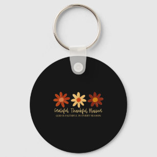 Daisy Floral Grateful Thankful Blessed God Is Fait Key Ring