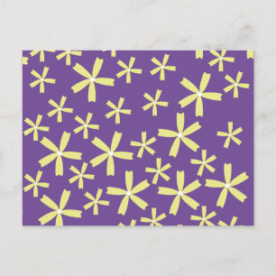 Daisy Floral Illustration Yellow and Purple Postcard