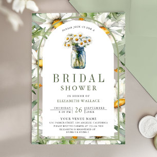 Daisy Floral Mason Jar Bridal Shower Acrylic Invitations