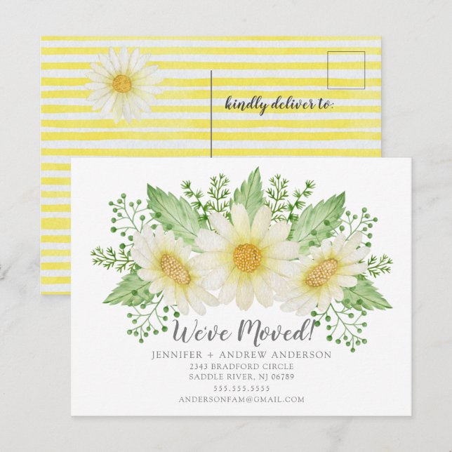 Daisy Floral Moving Announcement Postcard (Front/Back)