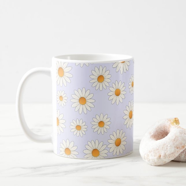 Daisy Floral Mug – Cheerful Flower Pattern Coffee  (With Donut)