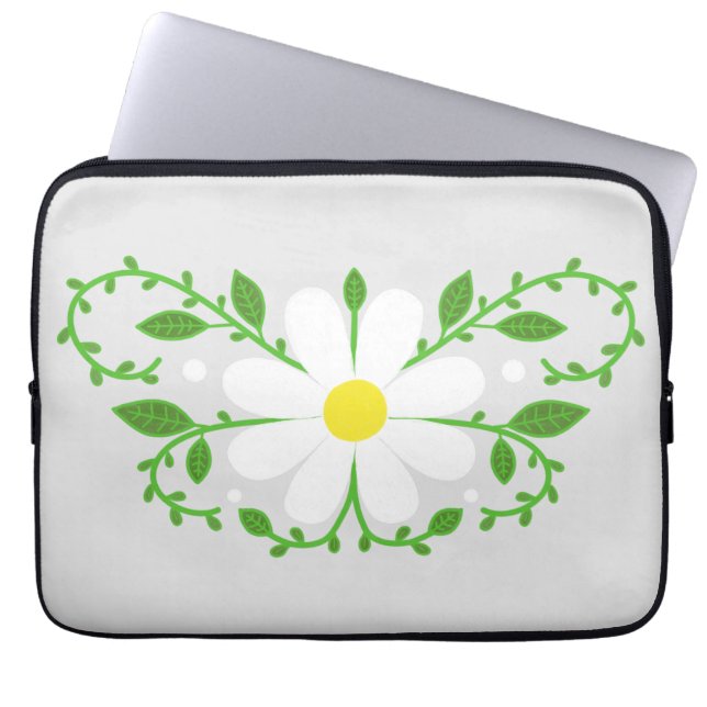 Daisy floral pattern laptop sleeve (Front)