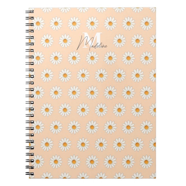 Daisy Floral Spiral Notebook – Personalised Name (Front)