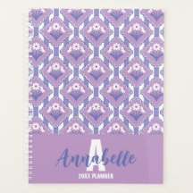 Daisy Floral Striped Pattern Lilac Lavender Blue